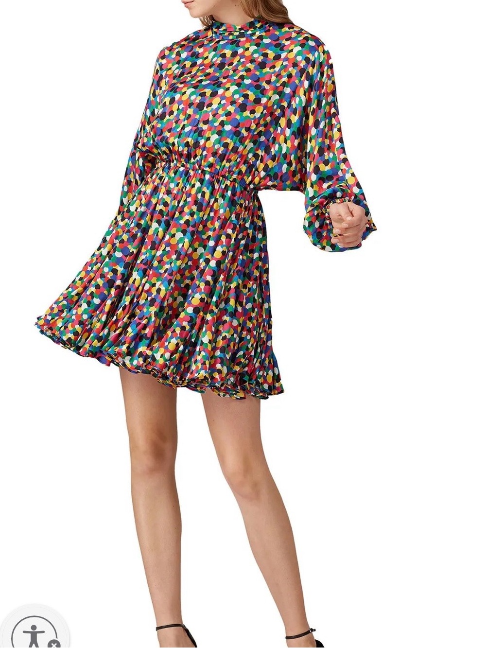 RHODE Multicolor Polka Dot Pleated Mini Dress